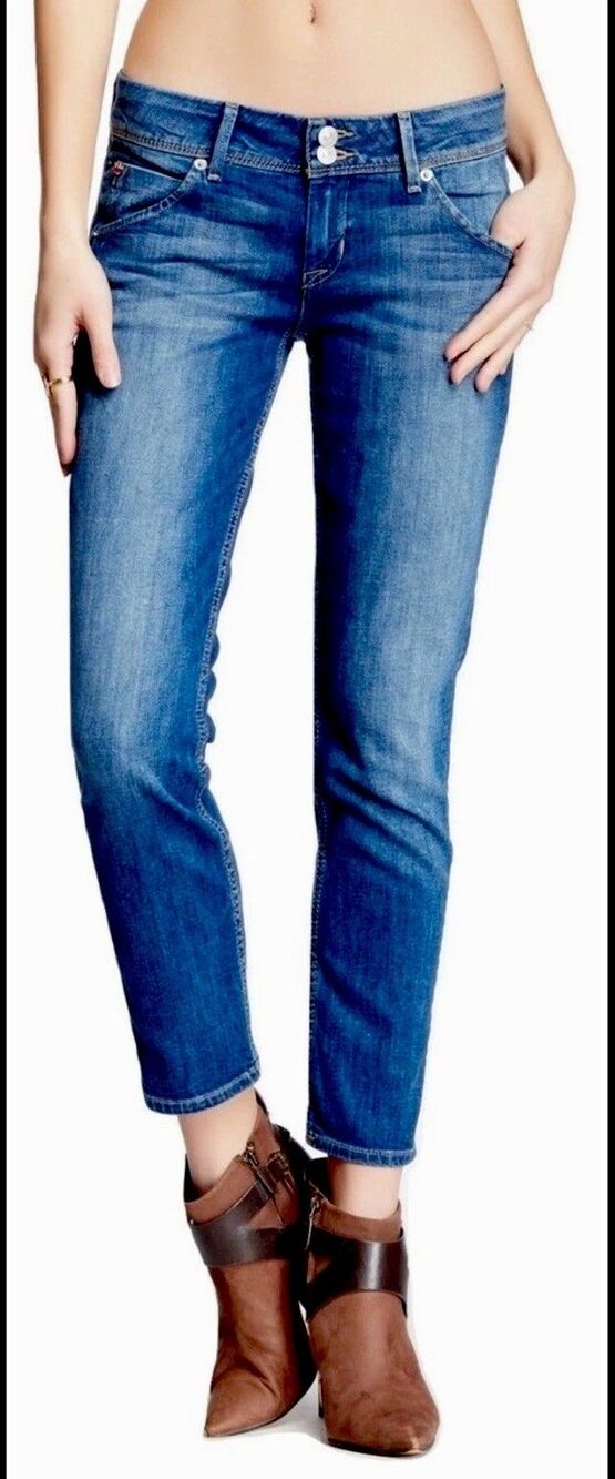 Hudson Collin Skinny Crop Jeans Women 28 Super Vixen Blue Mid Rise Stretch Denim